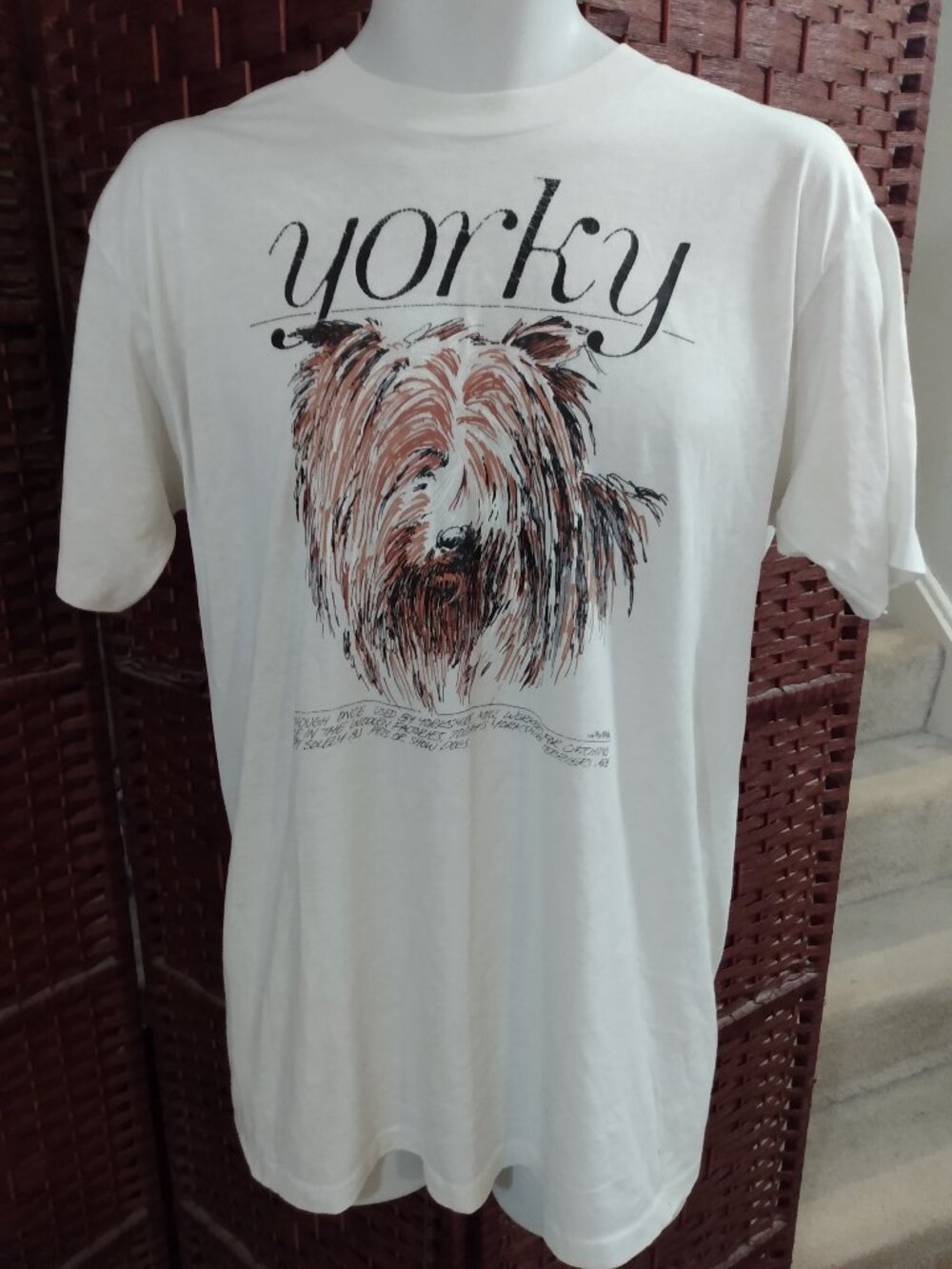 Vintage 90s Yorky Dog T Shirt Yorkshire Terrier Large Single Stitch
